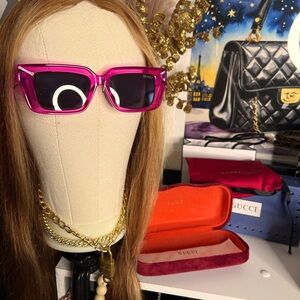 Womens Gucci Pink Rectangle Frame Sunglasses 💕
